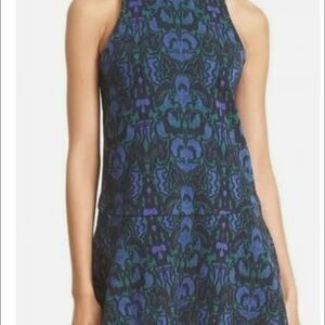 Elegant Blue and Black Patterned Dress